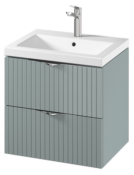 Cersanit Tirso, mobilier lavoar suspendat 594x447x572 mm + lavoar ceramic, verde mat, S801-544