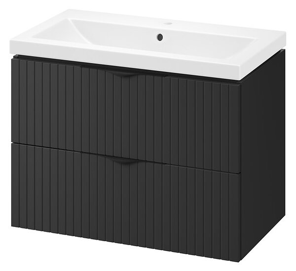 Cersanit Tirso, mobilier lavoar suspendat 794x447x572 mm + lavoar ceramic, negru mat, S801-587