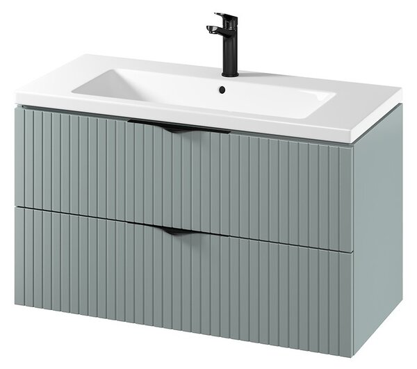 Cersanit Tirso, mobilier lavoar suspendat 994x447x572 mm + lavoar ceramic, verde mat, S801-546