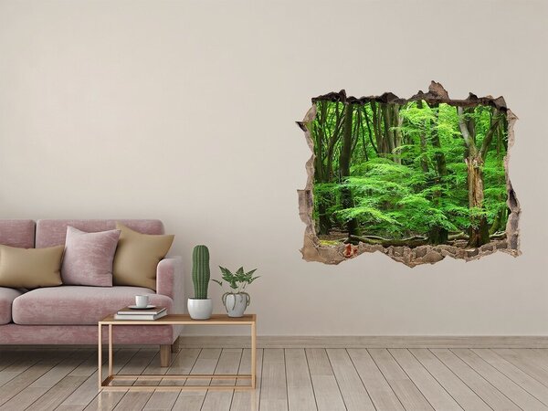 Fototapet 3D gaură în perete Pădurea verde într-o gaură în perete