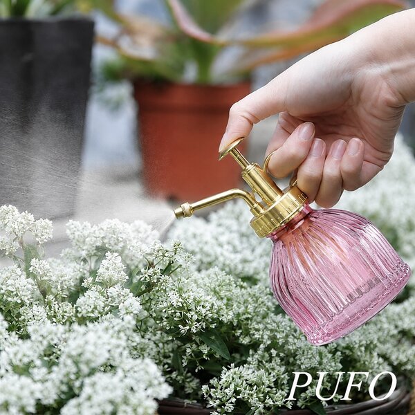 Sticla pentru udarea plantelor Pufo Elegant, pulverizator decorativ pentru interior, 200 ml, roz