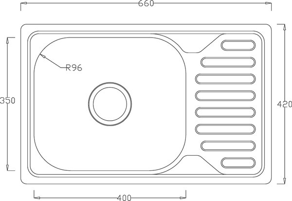 Chiuvetă Erga HD din oțel cu 1 compartiment 660x420x160 mm, finisaj satinat periat, ERG-MLS-HD6642