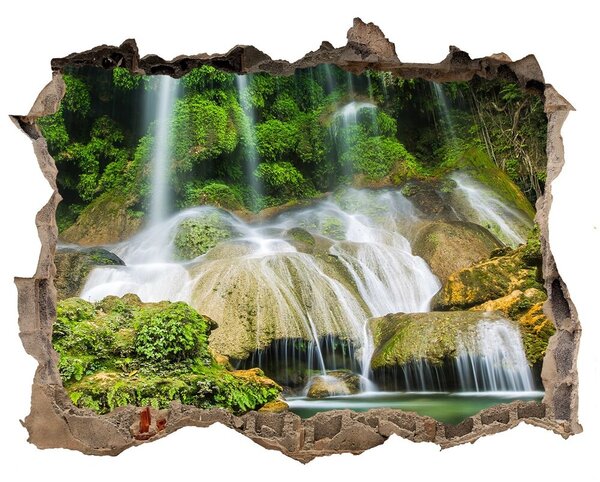 Fototapet 3D gaură în perete Cascadă în junglă