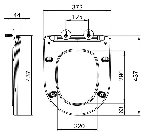 Sapho Sapho, scaun de toaletă PACO, SLIM, Soft Close, Easy Take, fildeș, PCS1012BE