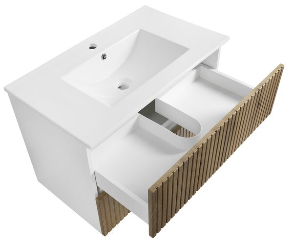 Aqualine Aqualine, Mobilier lavoar PANEDA STRIP 79.5x55x45.2cm, stejar Emporio, PN380