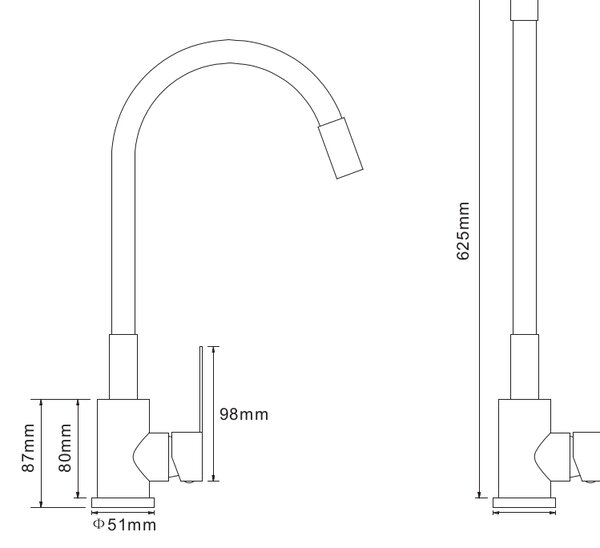 Gamma Flex 2000, baterie de chiuvetă independentă cu braț flexibil, alb mat, GMA-BFX-2000AWH