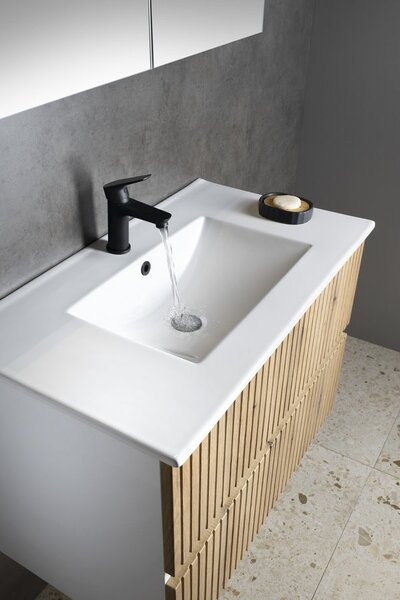 Aqualine Aqualine, Mobilier lavoar PANEDA STRIP 79.5x55x45.2cm, stejar Emporio, PN380