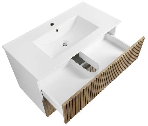 Aqualine Aqualine, Mobilier lavoar PANEDA STRIP 89.5x55x45.2cm, stejar Emporio, PN390