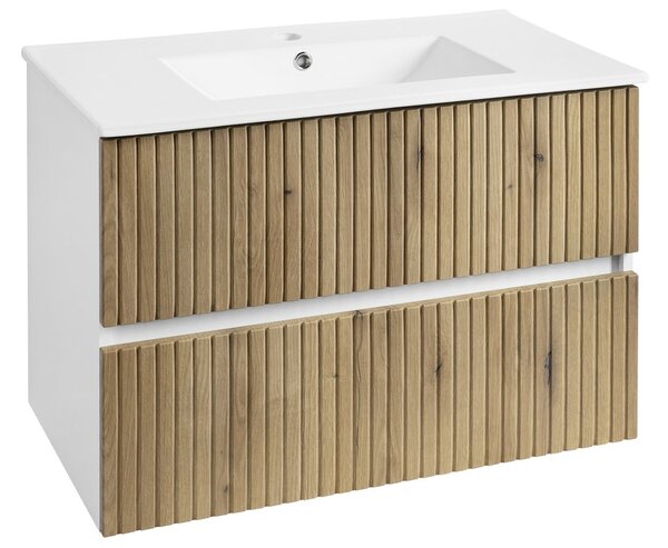 Aqualine Aqualine, Mobilier lavoar PANEDA STRIP 79.5x55x45.2cm, stejar Emporio, PN380