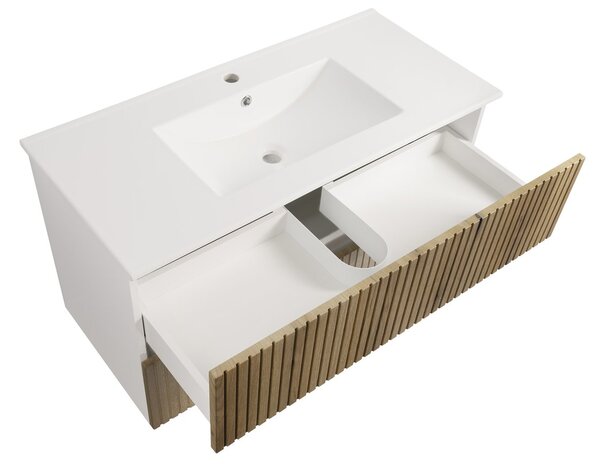 Aqualine Aqualine, Mobilier lavoar PANEDA STRIP 99.5x55x45.2cm, stejar Emporio, PN310