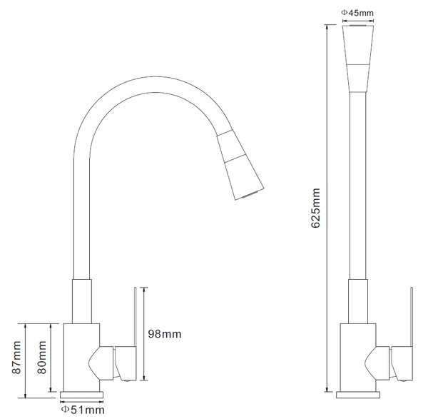 Gamma Flex 3000, baterie de chiuvetă independentă cu braț flexibil, alb-auriu mat, GMA-BFX-3000WHGD