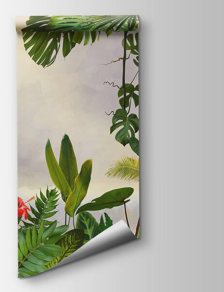 Fototapet Grup de plante cu copaci și flori, Fototapet jungle, Fototapet populare, u51863 - Tapeko.ro