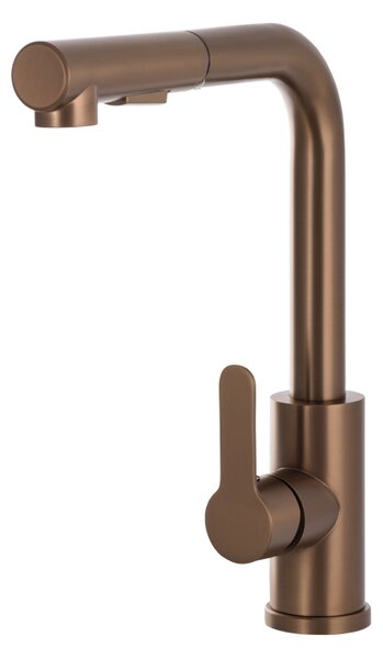 Gamma Side 2, baterie de chiuvetă independentă cu pipă extractibilă h-300, cupru mat, GMA-BSE2-BRGD