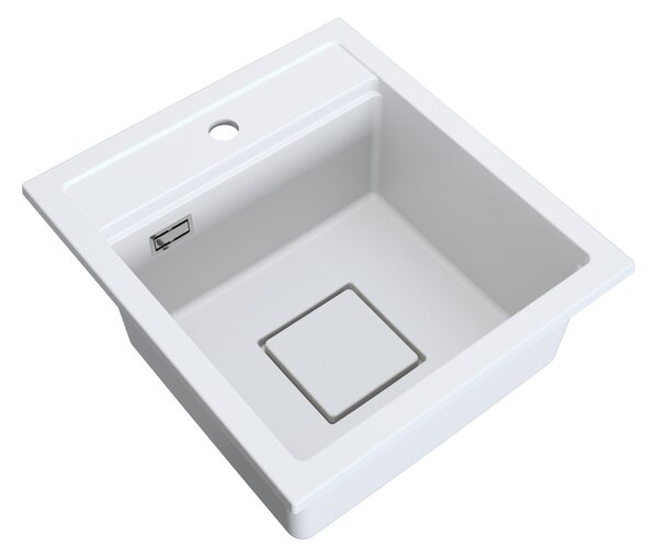 Chiuvetă Gamma Quadro 4550, granit cu 1 compartiment 450x495x220 mm, albă, GMA-ZLE000220