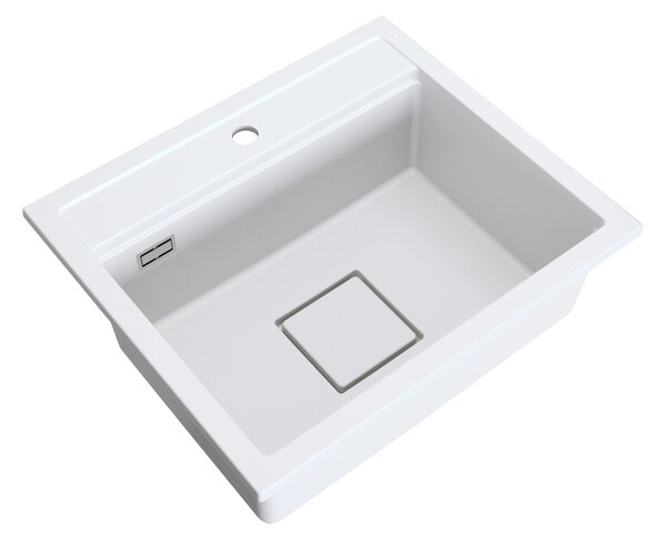 Chiuvetă Gamma Quadro 5850, granit cu 1 compartiment 580x495x220 mm, albă, GMA-ZLE000234