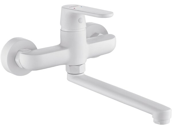Kuchinox Dima, baterie chiuvetă de perete 150mm, alb mat, LAV-BQD_680D