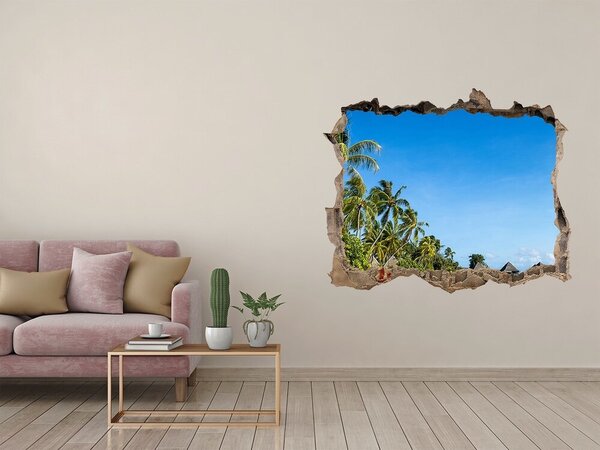 Fototapet 3D gaură în perete Plajă tropicală cu palmieri