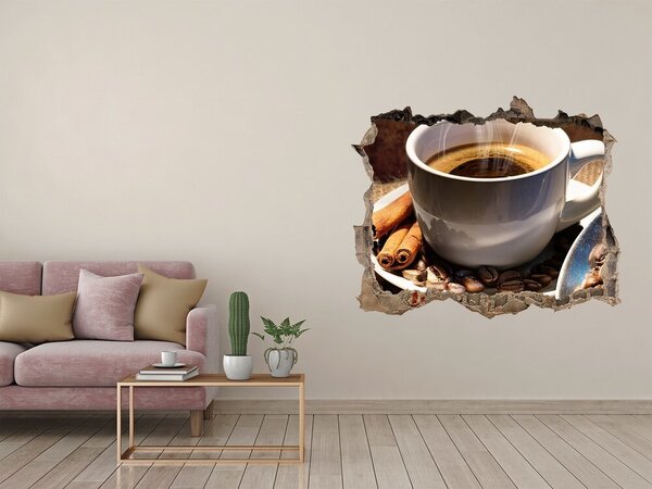 Autocolant gaură 3D Cafea cu scorțișoară