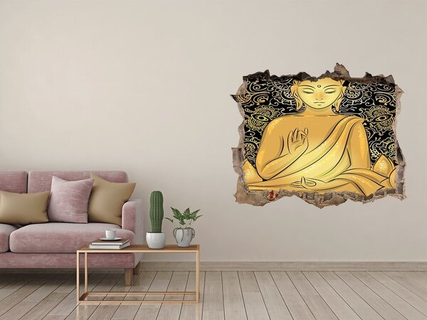 Autocolant gaură 3D Buddha de aur înconjurat de o mandală