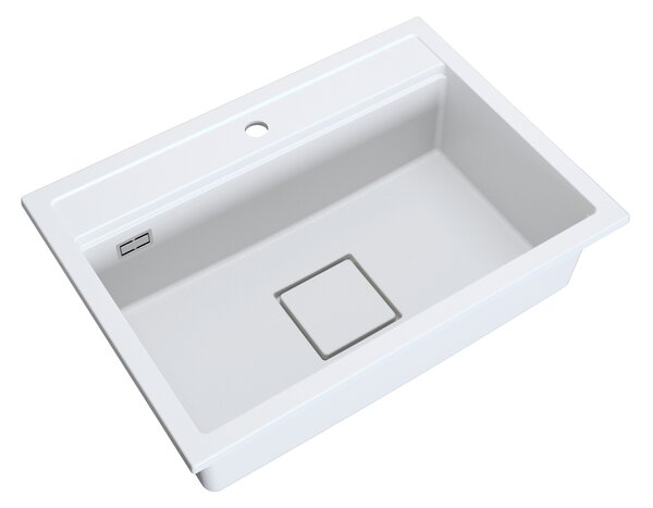 Chiuvetă Gamma Quadro 7050, granit cu 1 compartiment 700x500x220 mm, albă, GMA-ZLE000236