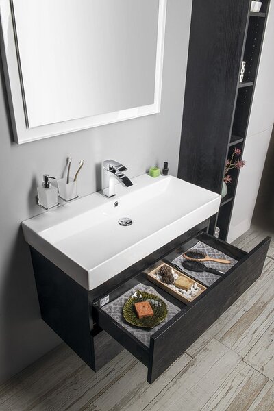 Sapho Sapho, Mobilier lavoar ODETTA 82x50x43.5cm, stejar negru, DT085-1818