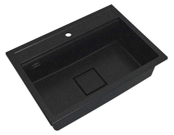 Chiuvetă Gamma Quadro 7050, granit cu 1 compartiment 700x500x220 mm, negru pătat, GMA-ZLE000238