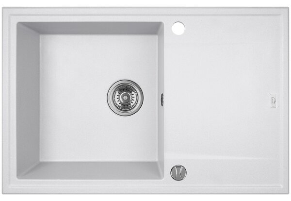 Laveo Megalo, chiuvetă granit cu 1 compartiment 780x500x185 mm, alb, LAV-SBE_611T