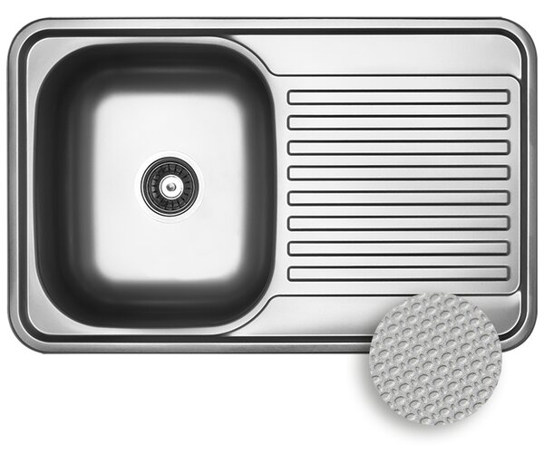 Kuchinox Faro, chiuvetă din oțel inoxidabil cu 1 compartiment 780x480x185 mm, suprafață canelată, oțel, LAV-SKH_311T