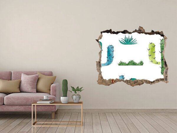 Fototapet 3D gaură în perete Peisaj verde cu cactuși