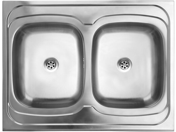 Kuchinox Kuchinox, chiuvetă din oțel inoxidabil cu 2 compartimente 800x600x155 mm pentru așezare pe un dulap, decor neted, oțel, LAV-SK2_020T