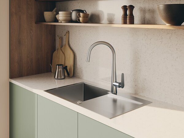 Laveo Marmara, chiuvetă din oțel inoxidabil cu 1 compartiment 760x440x200mm, oțel, LAV-SAM_011T