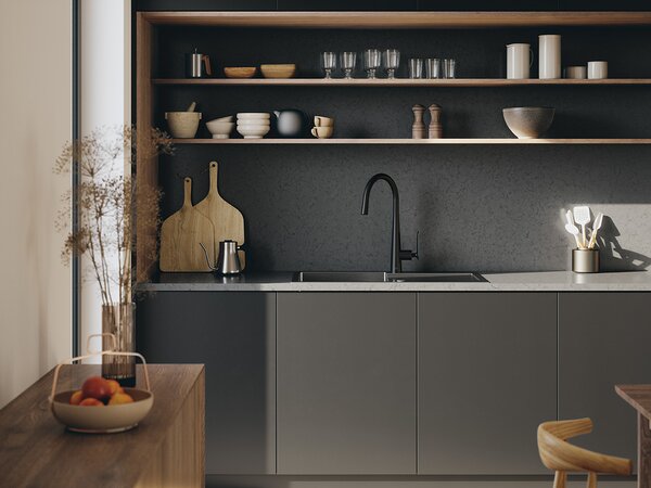 Laveo Marmara, chiuvetă din oțel inoxidabil cu 1 compartiment 760x440x200mm, grafit, LAV-SAM_511T