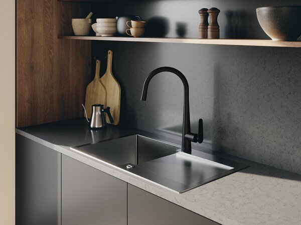 Laveo Marmara, chiuvetă din oțel inoxidabil cu 1 compartiment 760x440x200mm, grafit, LAV-SAM_511T