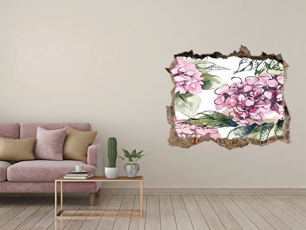Autocolant 3D gaura cu priveliște Peisaj floral printr-o gaură în perete