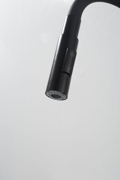 Gamma Flex 4000, baterie de chiuvetă independentă cu braț flexibil, pipă cu 2 funcții, negru mat, GMA-BFX-4000BK
