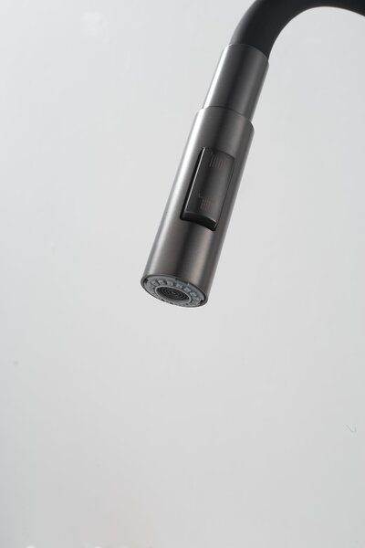 Gamma Flex 4000, baterie de chiuvetă independentă cu braț flexibil, pipă cu 2 funcții, negru-grafit, GMA-BFX-4000GM