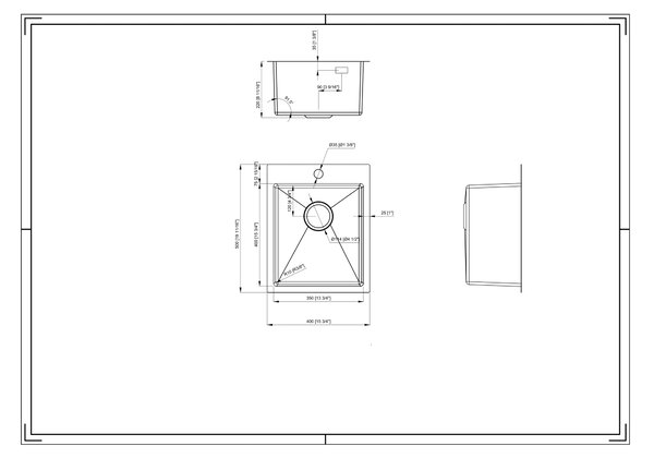 Gamma Chiuvetă Gamma, din oțel inoxidabil cu 1 compartiment, 400x500x210 mm, grafit, GMA-S4050-BK