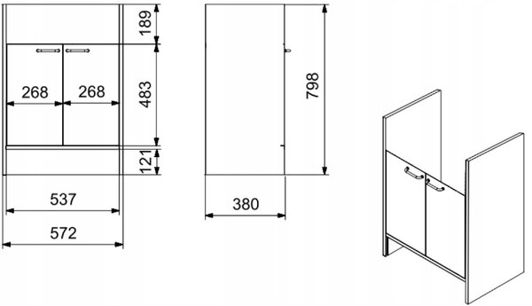 Gamma SELVA, mobilier chiuvetă 798x572x380 mm, alb, PVC, GMA-SZDPCV-WH