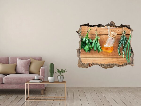 Fototapet 3D gaură în perete Ulei din plante într-un cadru rustic