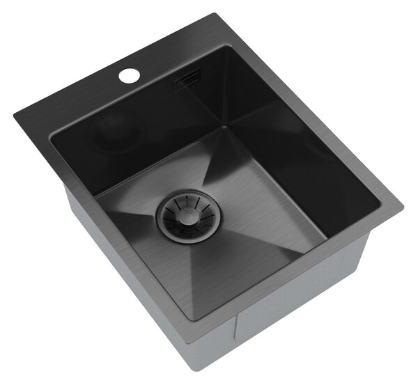 Gamma Chiuvetă Gamma, din oțel inoxidabil cu 1 compartiment, 400x500x210 mm, grafit, GMA-S4050-BK