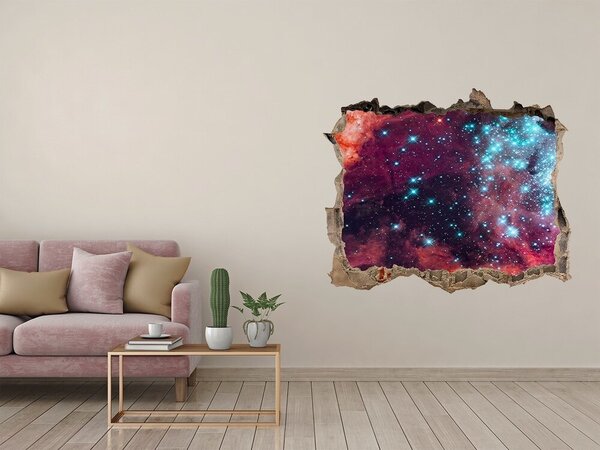 Autocolant de perete gaură 3D Vedere cosmică printr-o gaură în perete