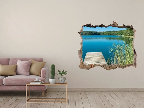 Autocolant de perete gaură 3D Lacul din pădure