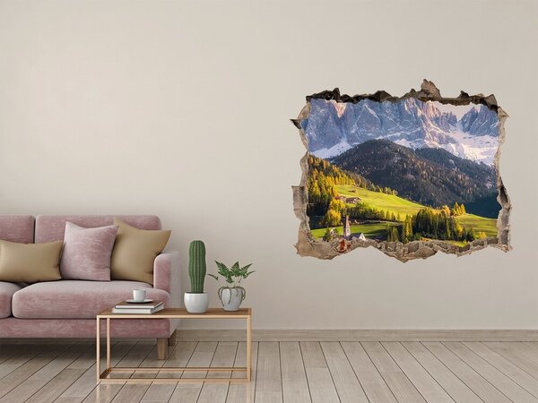 Fototapet 3D gaură în perete O vale de munte cu un sat pitoresc