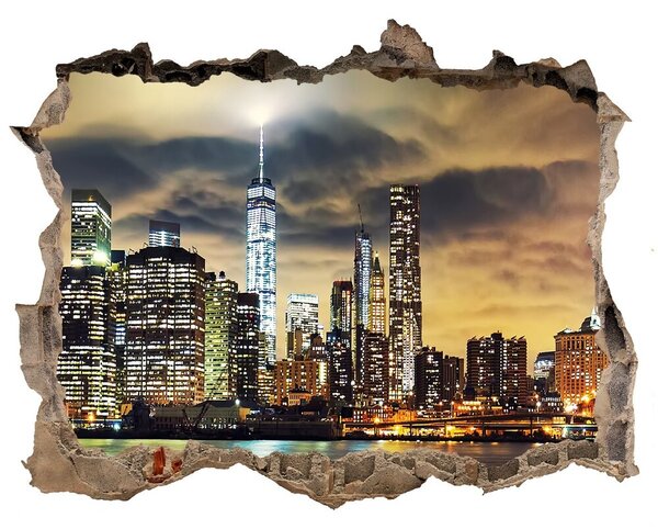 Autocolant de perete gaură 3D Manhattan new york city