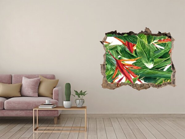Fototapet 3D gaură în perete Paradis tropical în spatele zidului