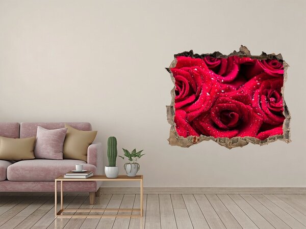 Autocolant 3D gaura cu priveliște Un paradis floral cu trandafiri