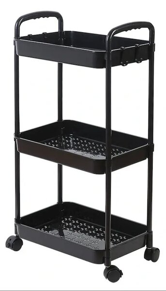 Etajera mobila cu rafturi, 33 x 20 x 65 cm, Negru