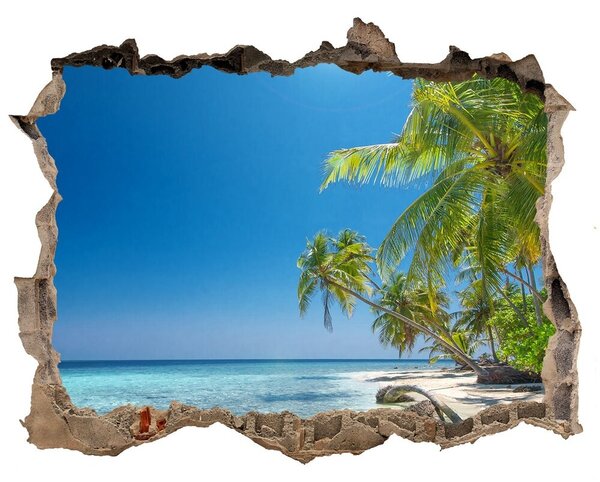 Fototapet 3D gaură în perete Plaja maldive