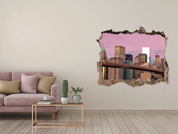 Autocolant 3D gaura cu priveliște Vedere a podului Brooklyn din New York