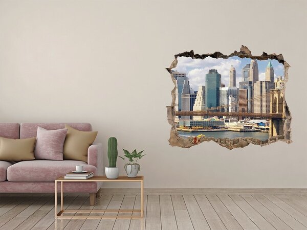 Fototapet 3D gaură în perete New York-ul din spatele găurii din perete